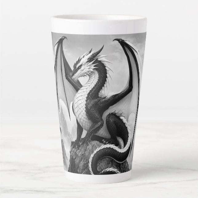 Caneca De Café Latte Dragão da Chama Sombra (Frente)
