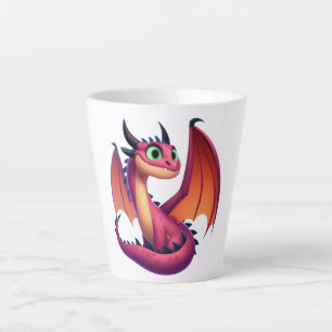 Caneca De Café Latte Dragão de desenho animado roxo/vermelho
