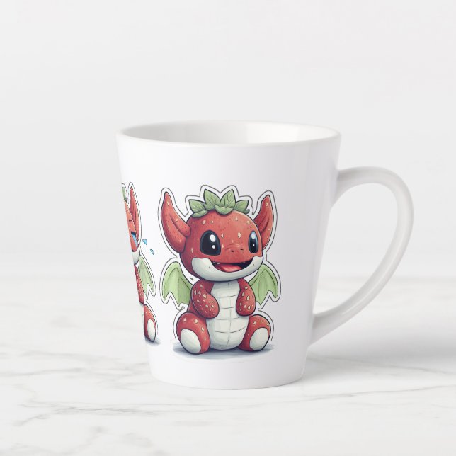 Caneca De Café Latte Dragão, Expressões, Chá ou Morango (Direita)