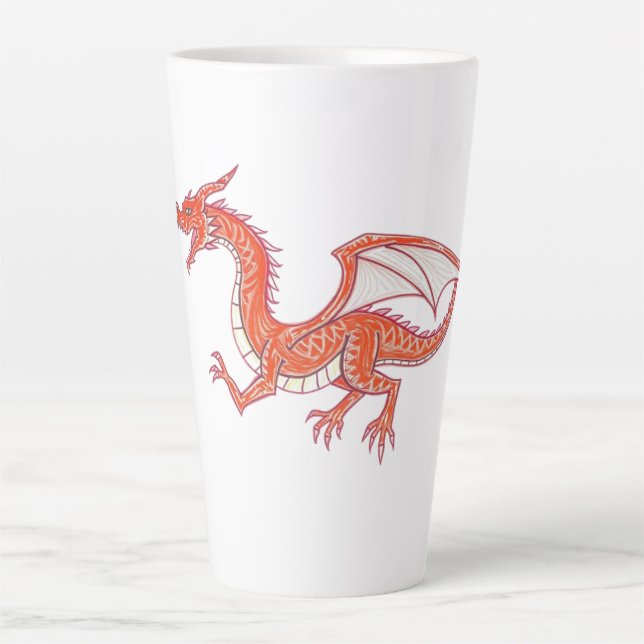 Caneca De Café Latte Dragão vermelho (Frente)