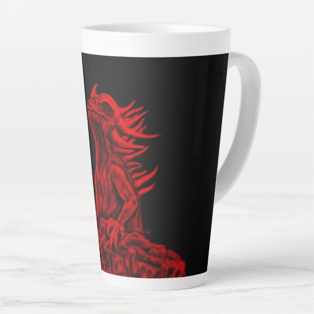 Caneca De Café Latte Dragão vermelho pequeno (Ângulo direito)