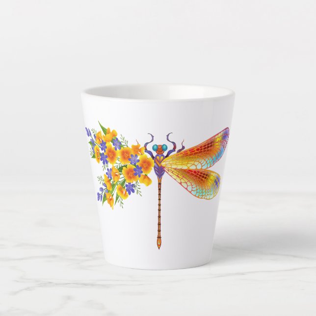 Caneca De Café Latte Dragonfly Amarelo (Frente)