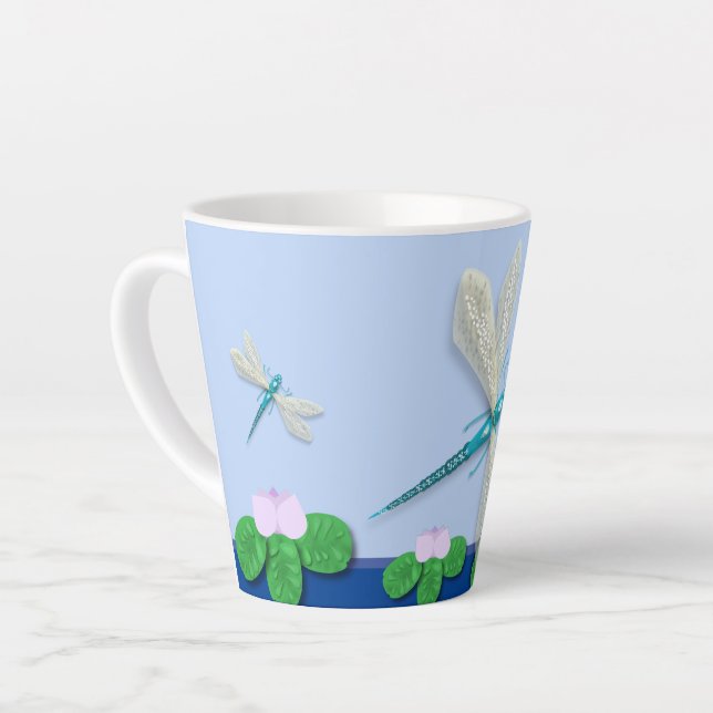 Caneca De Café Latte Dragonfly Azul (Ângulo esquerdo)