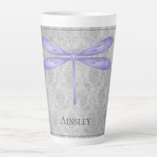 Caneca De Café Latte Dragonfly Damask