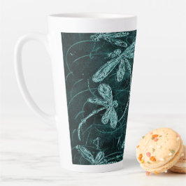 Caneca De Café Latte Dragonfly Disco Midnight Blue