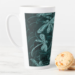 Caneca De Café Latte Dragonfly Disco Midnight Blue