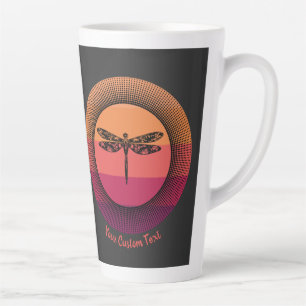 Caneca De Café Latte Dragonfly em Retro Sunset