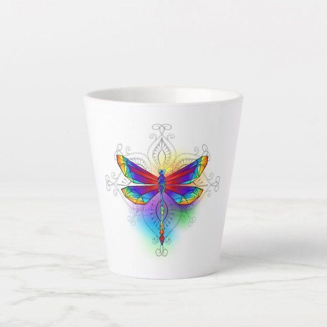 Caneca De Café Latte Dragonfly Poligonal (Frente)
