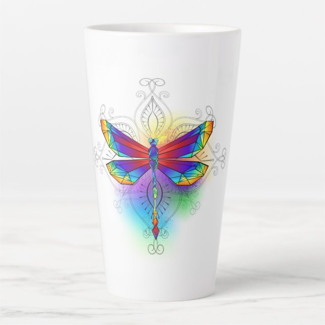 Caneca De Café Latte Dragonfly Poligonal (Frente)