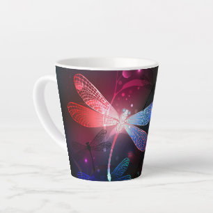 Caneca De Café Latte Dragonfly vermelha