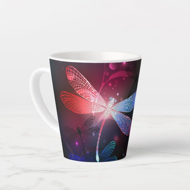 Caneca De Café Latte Dragonfly vermelha (Ângulo esquerdo)