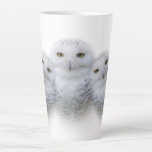 Caneca De Café Latte Dreamy Wisdom da Família Snowy Owls