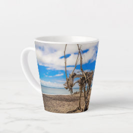 Caneca De Café Latte Driftwood trabalho de arte em Hokitika Beach, Nova