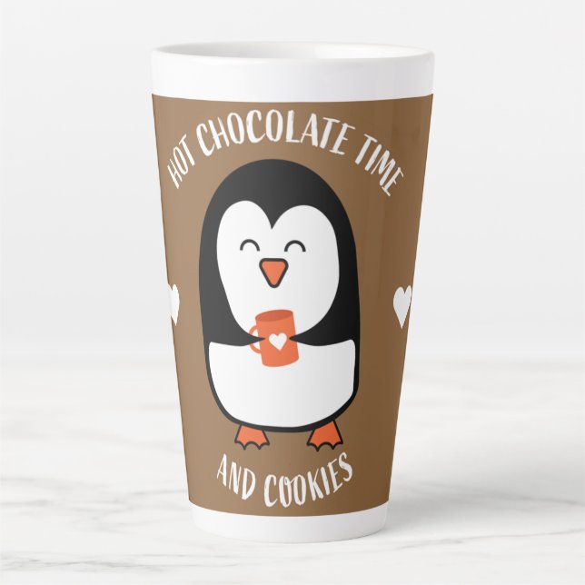 Caneca De Café Latte Drinker de Pinguim Chocolate Quente (Frente)