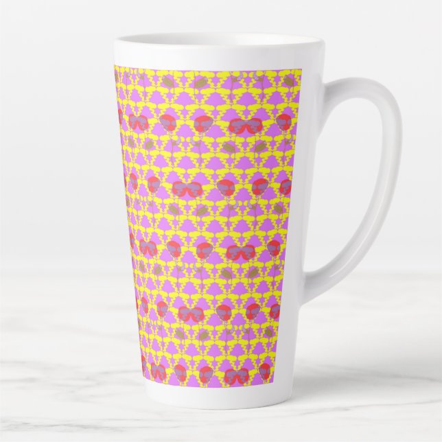 Caneca De Café Latte Duas Flores Rosas (Direita)