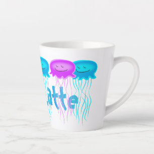Caneca De Café Latte Duas Jellyfish de desenho animado