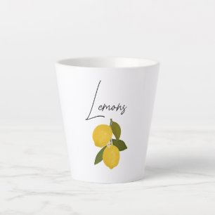 Caneca De Café Latte Duas Limões com Folhas Verdes Citrino Fresco
