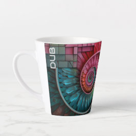 Caneca De Café Latte Dubman Designs: Mosaico Espiral Monograma de Fibon
