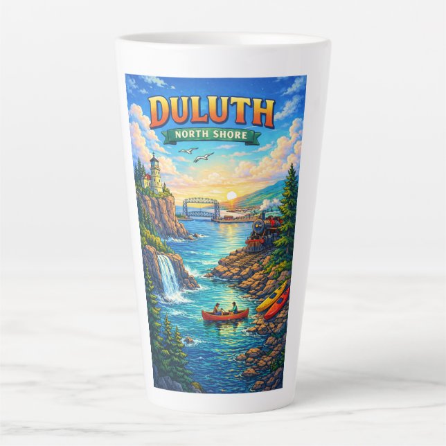 Caneca De Café Latte Duluth North Shore Minnesota Souvenir Latte Mug (Frente)