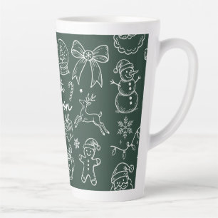 Caneca De Café Latte É a Temporada - Doodle de Natal