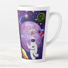 CANECA DE CAFÉ LATTE É ALÉM DAS ESTRELAS, ASTRONAUTA