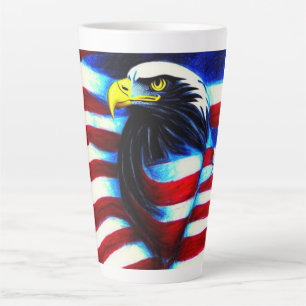 Caneca De Café Latte Eagle Wrapped American Flag Mug