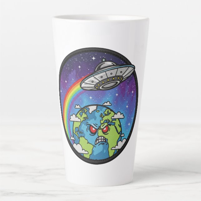 Caneca De Café Latte Earth vs UFO (Frente)