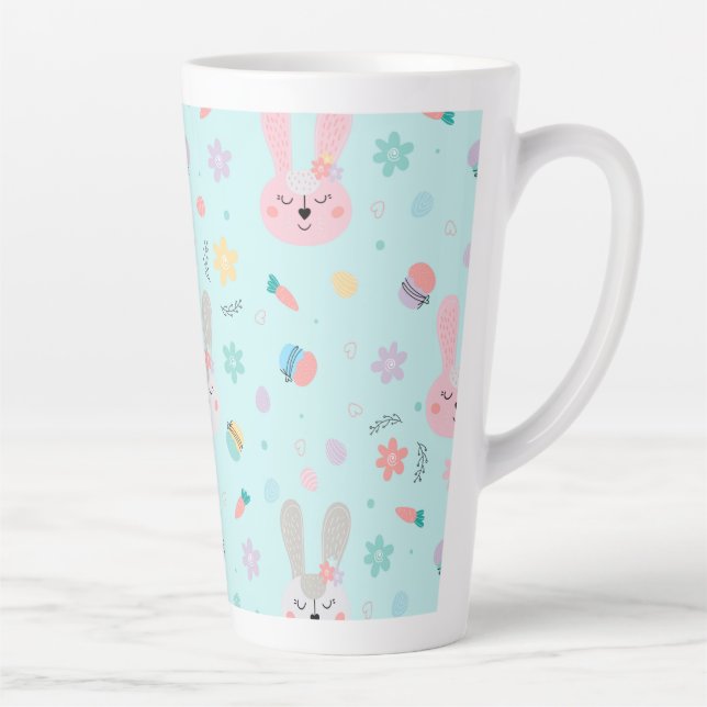 Caneca De Café Latte Easter Pattern Bunny Eggs, Easter Holiday Gift (Direita)