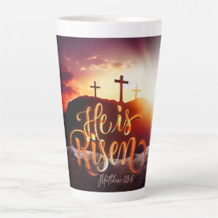 Caneca De Café Latte Easter Religious He Is Risen