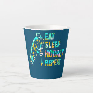 Caneca De Café Latte Eat Sleep Hockey Repeat Tie Dye School Schools