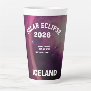 Caneca De Café Latte Eclipse total do sol agosto 2026 texto personaliza