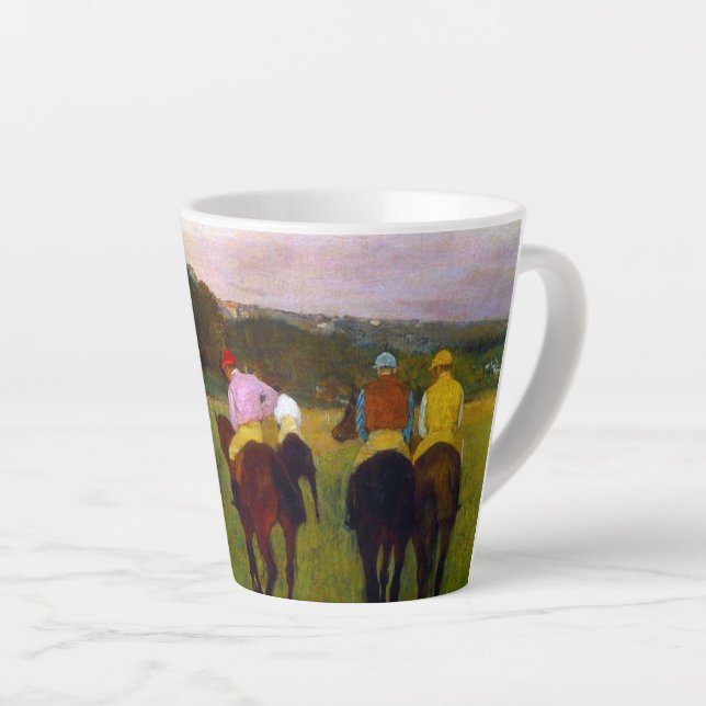 Caneca De Café Latte Edgar Degas Race Horses em Longchamp (Ângulo direito)