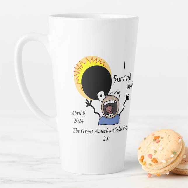 Caneca De Café Latte Edição de Sobrevivência do Eclipse Solar de 2024 (In Situ)