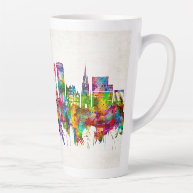 Caneca De Café Latte Edinburgh Scotland Skyline (Direita)