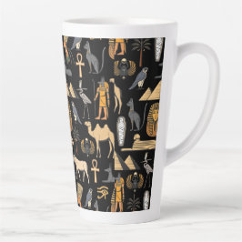 Caneca De Café Latte Egyptian Hieroglyphic Symbol Pattern Background