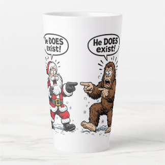 Caneca De Café Latte Ele existe! Papai Noel & Pé Grande