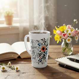 Caneca De Café Latte Ele restaura a minha alma floral