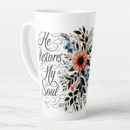 Caneca De Café Latte Ele restaura minha alma floral