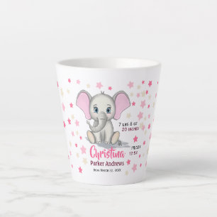 Caneca De Café Latte Elefante Bonito de Bebê com Estatuagens de Nascim