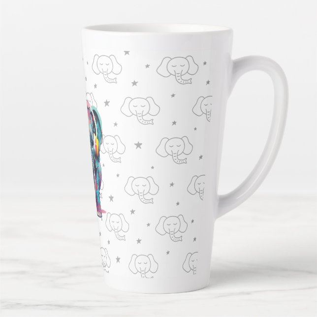 Caneca De Café Latte Elefante de Bebê Bonito com Fones de ouvido (Direita)