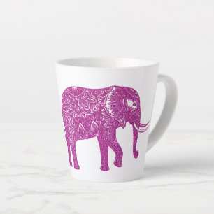 Caneca De Café Latte Elefante de purpurina rosa