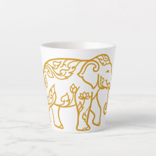 Caneca De Café Latte Elefante estilo tailandês para presente para você.