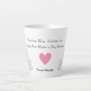 Caneca De Café Latte Elefante para bebê e mãe   Primeiro Dia da Mãe -