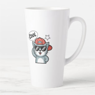 Caneca De Café Latte Elegância de Gato Bacana