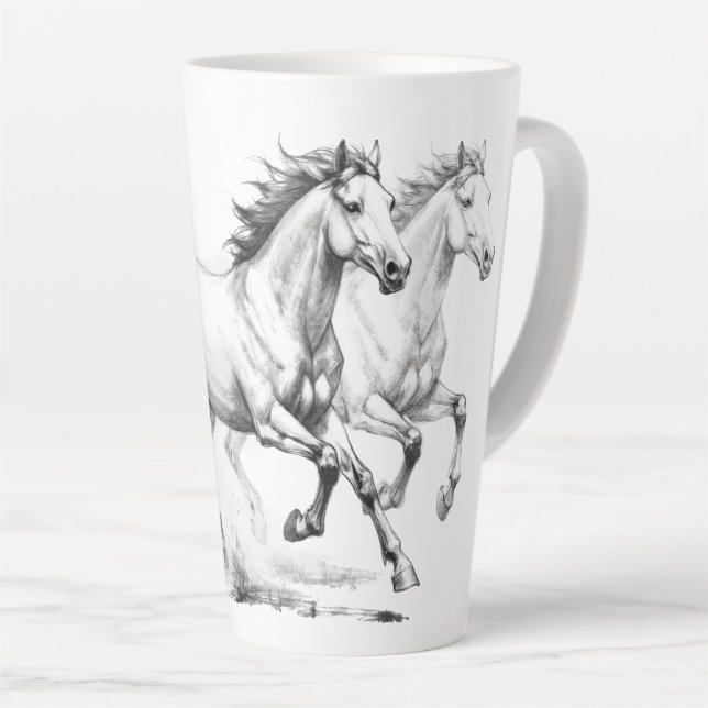 Caneca De Café Latte Elegância Equina (Ângulo direito)