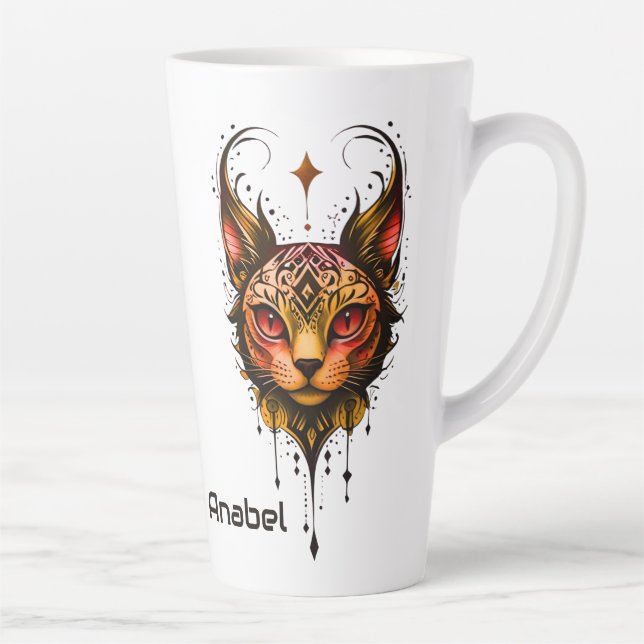 Caneca De Café Latte elegância fundamental: um retrato de um gato (Direita)