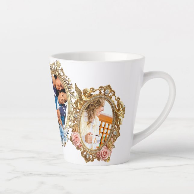 Caneca De Café Latte Elegant Coffee Mug with Classic Gold Frame - Desig (Direita)