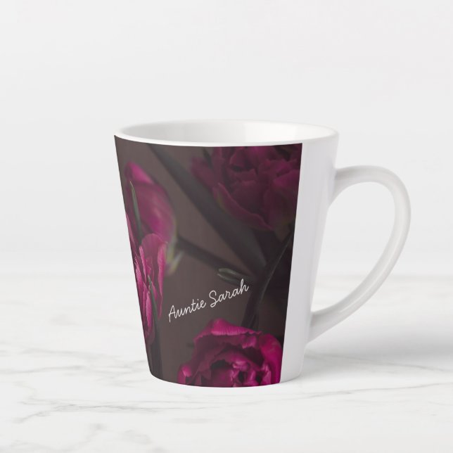 Caneca De Café Latte Elegant floral Personalized message (Direita)