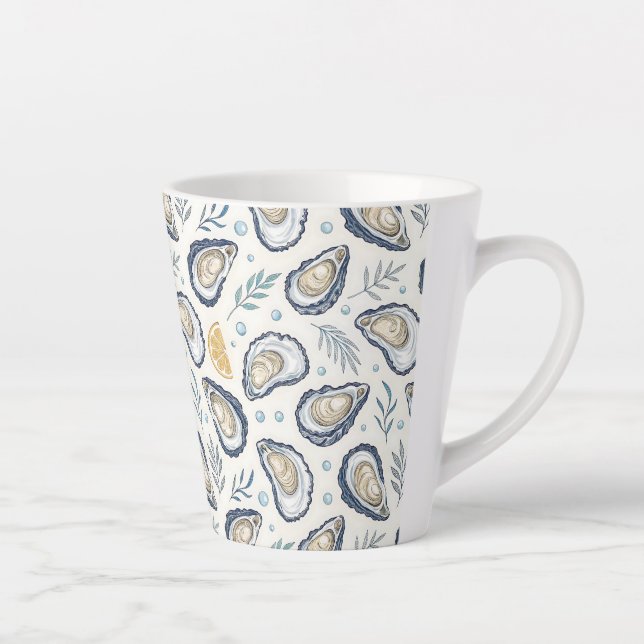 Caneca De Café Latte Elegant Marine Oysters (Direita)