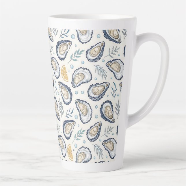 Caneca De Café Latte Elegant Marine Oysters (Direita)